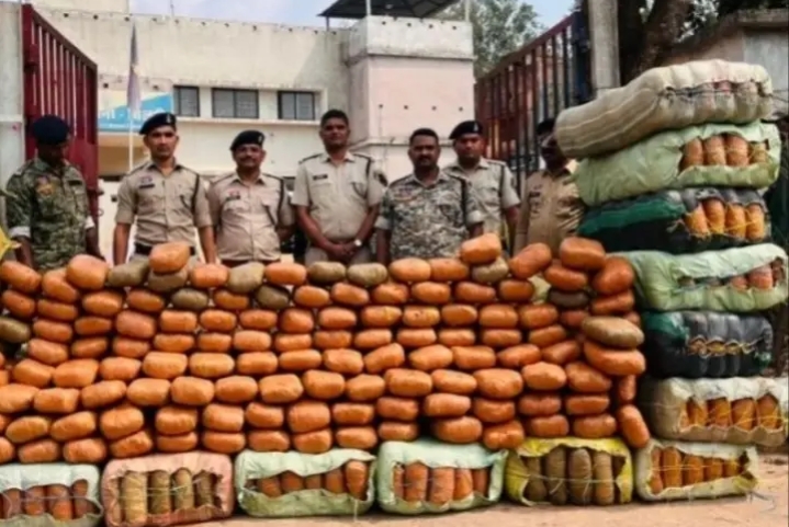 कवर्धा में 5 करोड़ का गांजा बरामद, तस्कर गिरफ्तार: कंटेनर में छिपाकर ओडिशा से राजस्थान ले जा रहे थे,